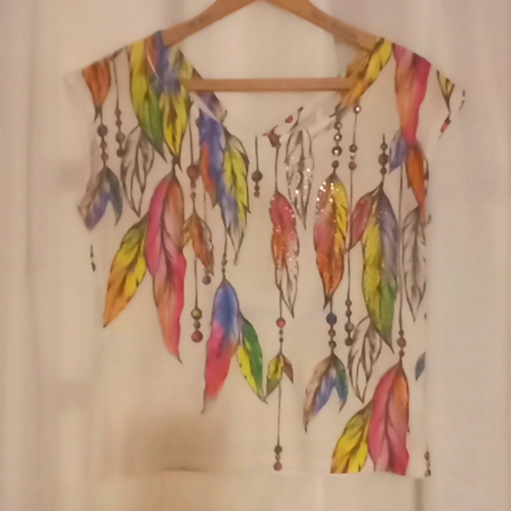 Ladies fun feathered shirt